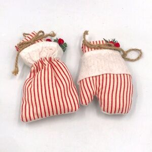 Farmhouse Red/White Plaid Mitten/Sack Ornament Bundle Set of 2
